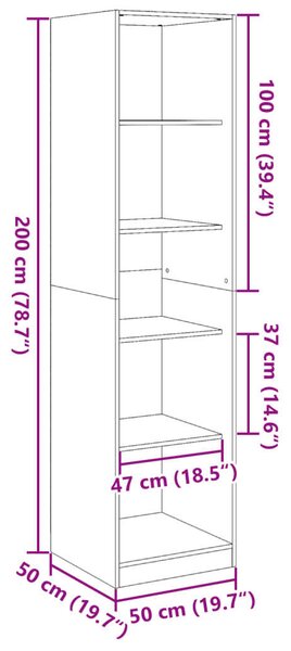 VidaXL tölgy színű szerelt fa ruhásszekrény 50 x 50 x 200 cm