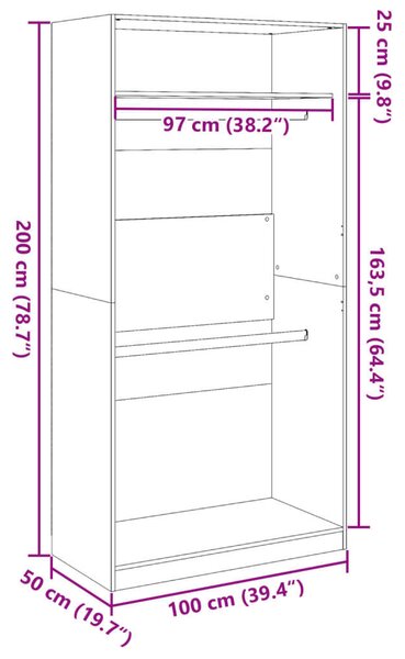 VidaXL fehér forgácslap ruhásszekrény 100 x 50 x 200 cm