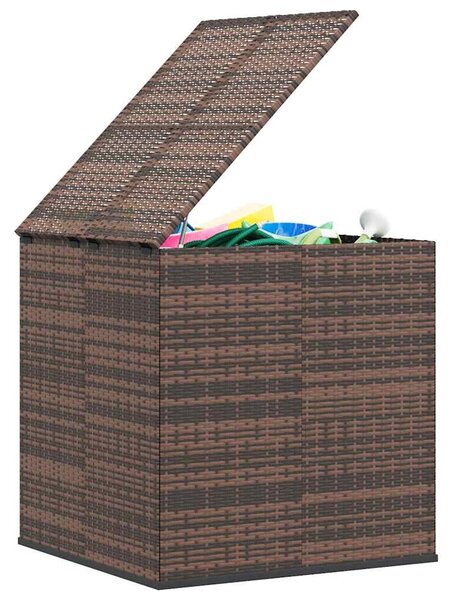 Barna polyrattan kerti párnatartó doboz 100 x 97,5 x 104 cm