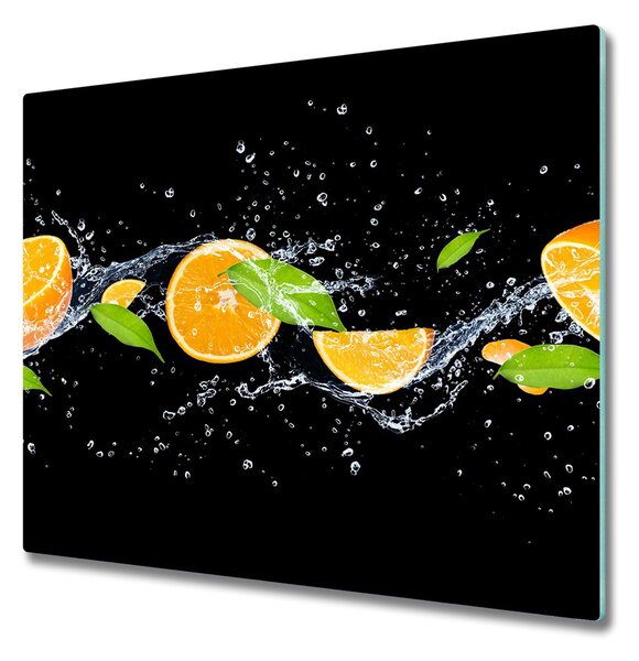 Üveg vágódeszka Narancs és víz
