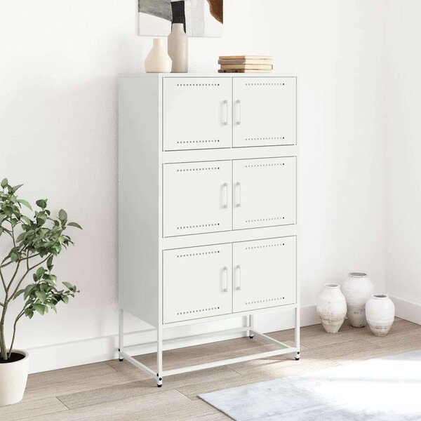 VidaXL Fehér Acél Tálalószekrény - 6 Rekeszes - 68,5x38,5x123,5 cm