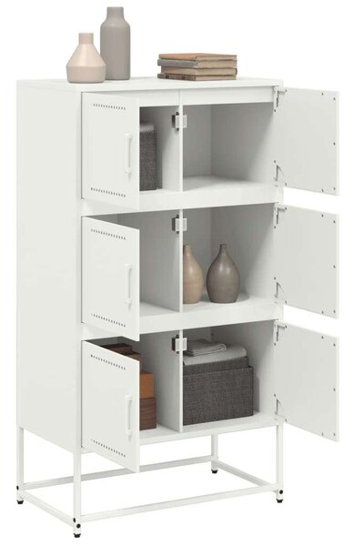 VidaXL Fehér Acél Tálalószekrény - 6 Rekeszes - 68,5x38,5x123,5 cm