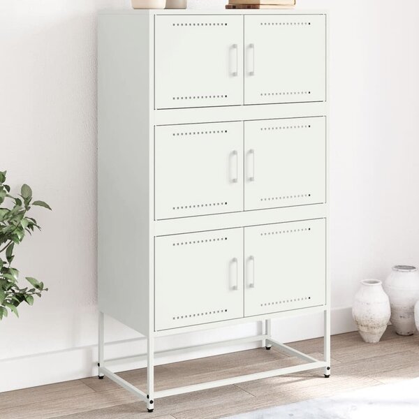 VidaXL Fehér Acél Tálalószekrény - 6 Rekeszes - 68,5x38,5x123,5 cm