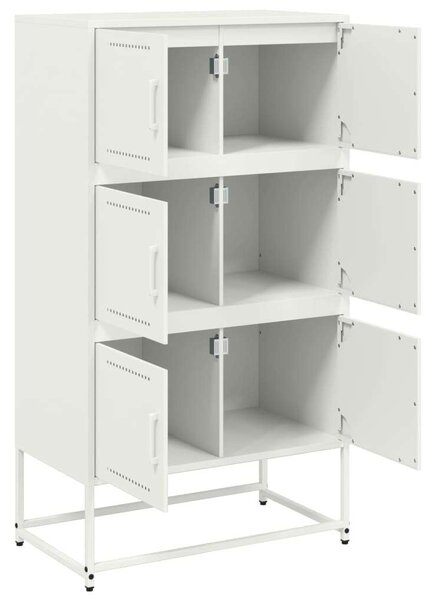 VidaXL Fehér Acél Tálalószekrény - 6 Rekeszes - 68,5x38,5x123,5 cm