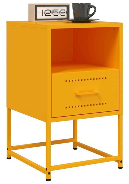 VidaXL Fém Éjjeliszekrény Szett - 2 db - Mustársárga - 36x39x60,5 cm