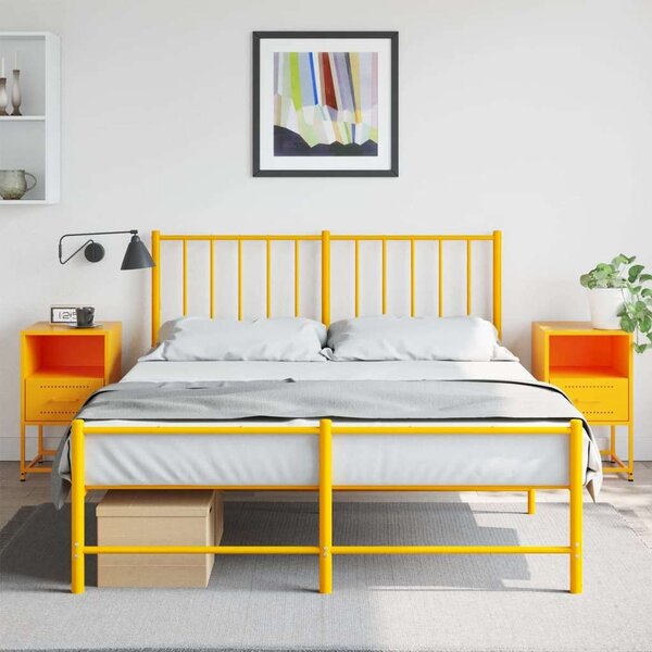 VidaXL Fém Éjjeliszekrény Szett - 2 db - Mustársárga - 36x39x60,5 cm