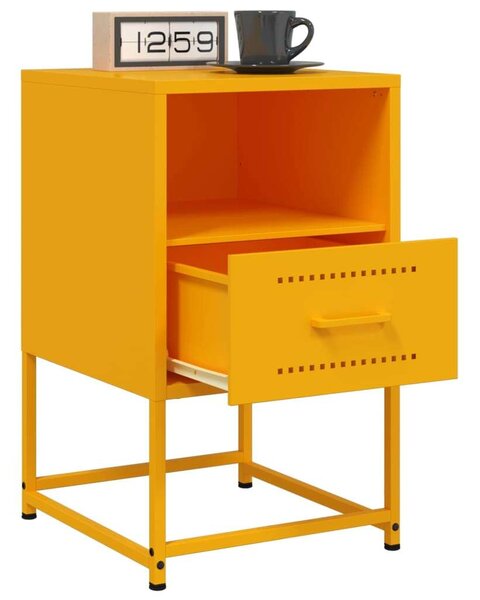 VidaXL Fém Éjjeliszekrény Szett - 2 db - Mustársárga - 36x39x60,5 cm