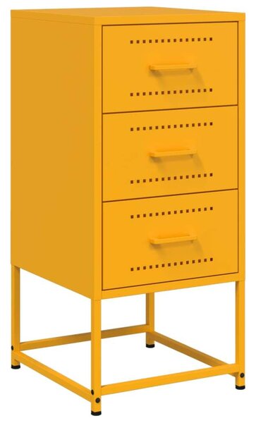 VidaXL Acél Éjjeliszekrény Szett - 2 db Mustársárga - 3 Fiókos