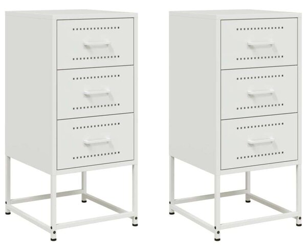 VidaXL Acél Éjjeliszekrény 2 db - 3 Fiókos - Fehér - 36x39x78 cm