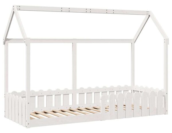 VidaXL fehér tömör fenyőfa házikó gyerekágykeret 80 x 200 cm