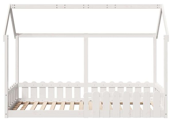 VidaXL fehér tömör fenyőfa házikó gyerekágykeret 80 x 200 cm