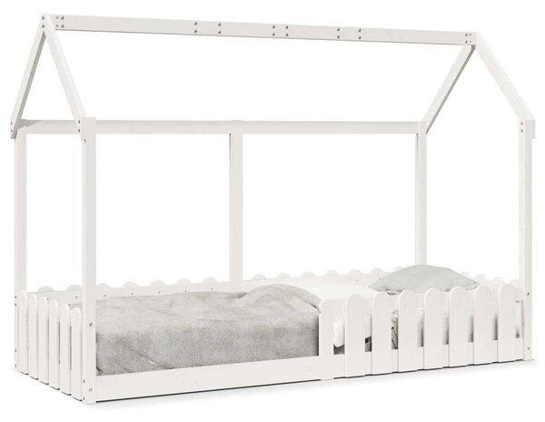 VidaXL fehér tömör fenyőfa házikó gyerekágykeret 80 x 200 cm