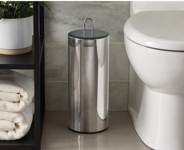 Ezüstszínű fém WC-papír tartó állvány Luxe – Joseph Joseph