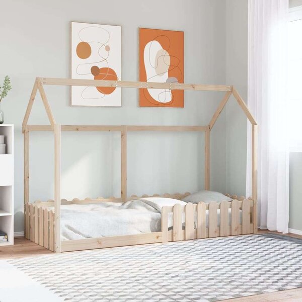 VidaXL tömör fenyőfa házikó gyerekágykeret 80 x 200 cm