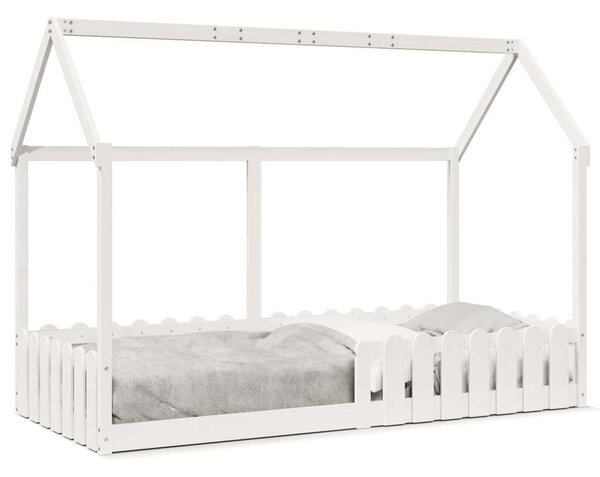 VidaXL fehér tömör fenyőfa házikó gyerekágykeret 90 x 190 cm