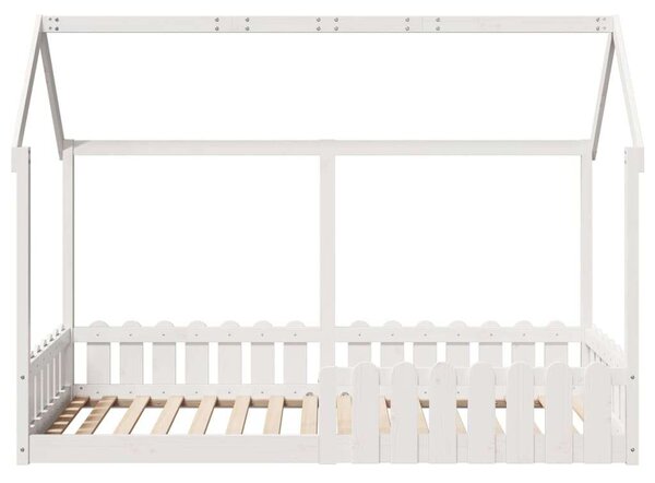 VidaXL fehér tömör fenyőfa házikó gyerekágykeret 90 x 190 cm