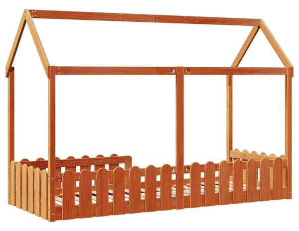 VidaXL viaszbarna tömör fenyőfa házikó gyerekágykeret 80 x 200 cm