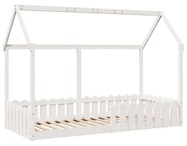 VidaXL fehér tömör fenyőfa házikó gyerekágykeret 90 x 190 cm