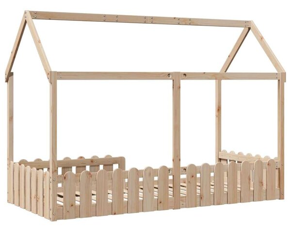 VidaXL tömör fenyőfa házikó gyerekágykeret 90 x 190 cm