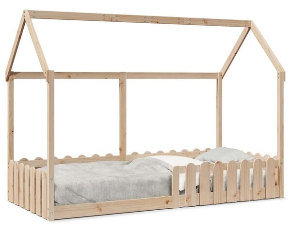 VidaXL tömör fenyőfa házikó gyerekágykeret 90 x 190 cm