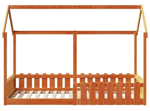 VidaXL viaszbarna tömör fenyőfa házikó gyerekágykeret 80 x 200 cm