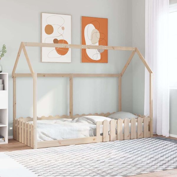 VidaXL tömör fenyőfa házikó gyerekágykeret 90 x 190 cm