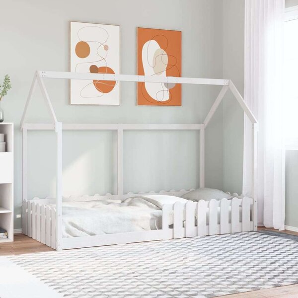 VidaXL fehér tömör fenyőfa házikó gyerekágykeret 90 x 190 cm