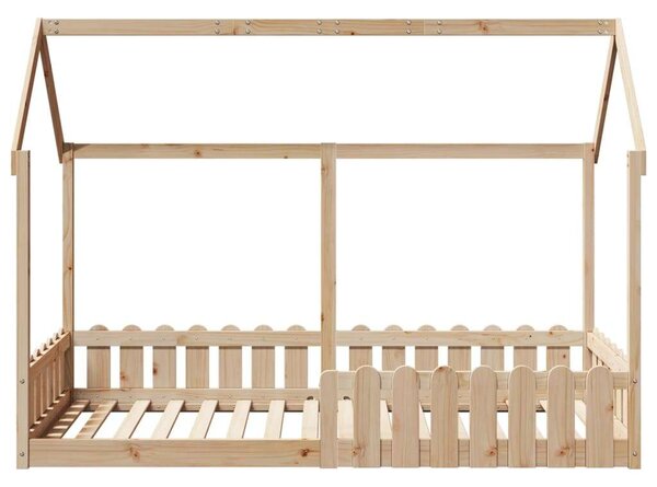 VidaXL tömör fenyőfa házikó gyerekágykeret 90 x 190 cm