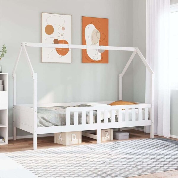VidaXL fehér tömör fenyőfa házikó gyerekágykeret 80 x 200 cm