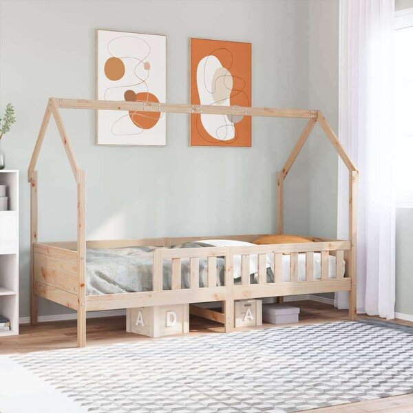 VidaXL tömör fenyőfa házikó gyerekágykeret 80 x 200 cm