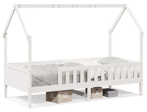 VidaXL fehér tömör fenyőfa házikó gyerekágykeret 80 x 200 cm
