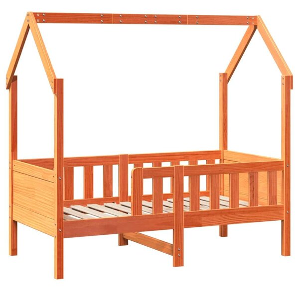 VidaXL viaszbarna tömör fenyőfa házikó gyerekágykeret 70 x 140 cm