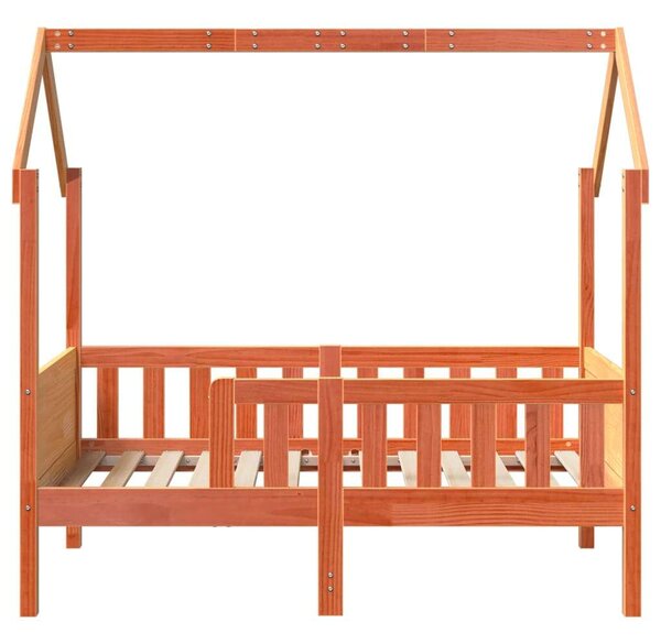 VidaXL viaszbarna tömör fenyőfa házikó gyerekágykeret 70 x 140 cm