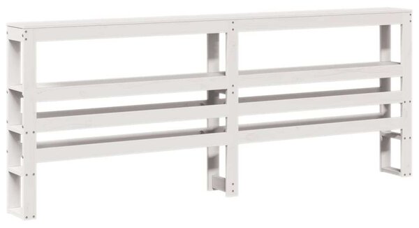 VidaXL Fejtámla Polcokkal - Tömör Fenyőfa - Fehér - 200 cm