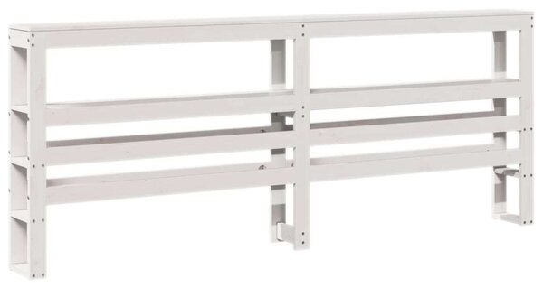 VidaXL Fejtámla Polcokkal - Tömör Fenyőfa - Fehér - 200 cm