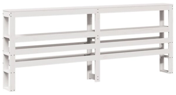 VidaXL Fejtámla Polcokkal - Tömör Fenyőfa - Fehér - 200 cm