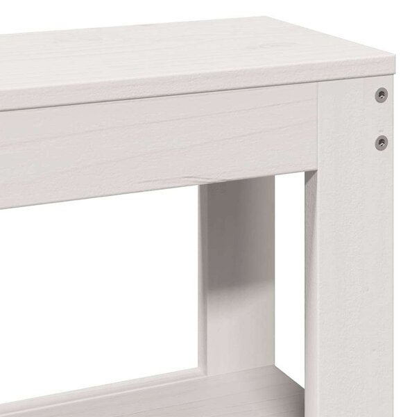 VidaXL Fehér Fenyőfa Fejtámla Polcokkal - 120 cm