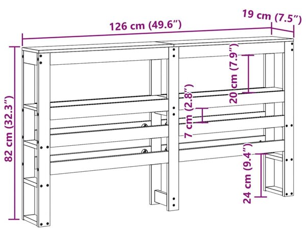 VidaXL Fehér Fenyőfa Fejtámla Polcokkal - 120 cm