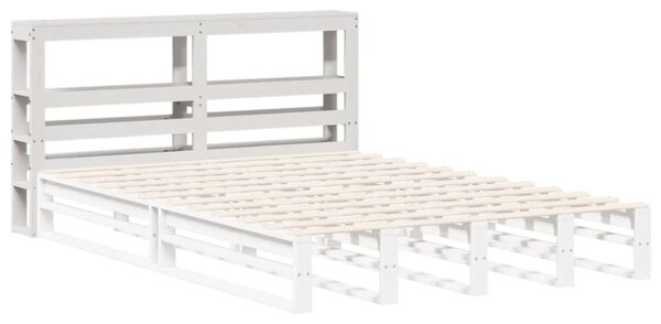 VidaXL Fehér Fenyőfa Fejtámla Polcokkal - 120 cm