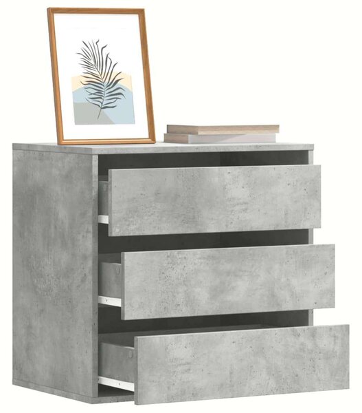 VidaXL Sarokszekrény - 3 Fiókos - Beton Szürke - 60x41x58 cm