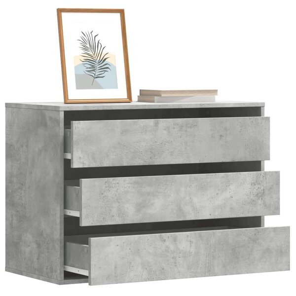VidaXL Sarokszekrény - 3 Fiókos - Beton Szürke - 80x41x58 cm
