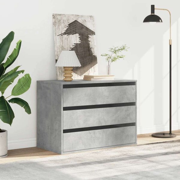 VidaXL Sarokszekrény - 3 Fiókos - Beton Szürke - 80x41x58 cm