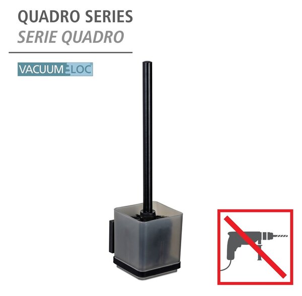 Fekete öntapadós műanyag WC-kefe Quadro – Wenko