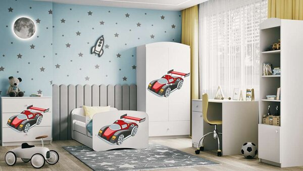 Babydreams komód, fehér, versenyautó