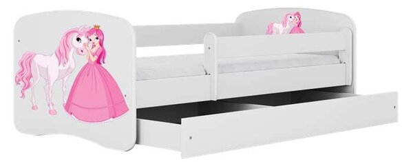 Babydreams Fehér hercegnős lóágy fiók nélkül, matrac nélkül, 140/70