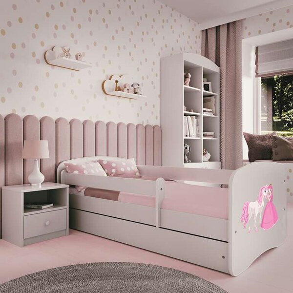 Babydreams Fehér hercegnős lóágy fiók nélkül, matrac nélkül, 140/70