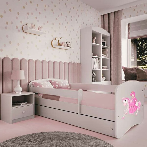 Fehér Babydreams ágy, hercegnő lovon, fiók nélkül, matrac nélkül, 140/70