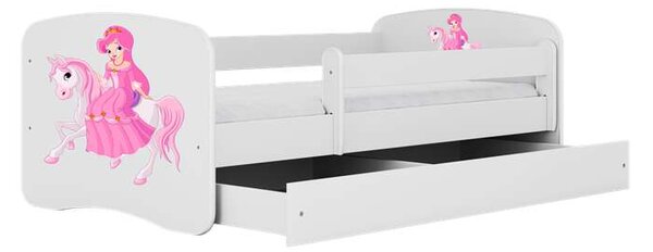 Fehér Babydreams ágy, hercegnő lovon, fiók nélkül, matrac nélkül, 140/70