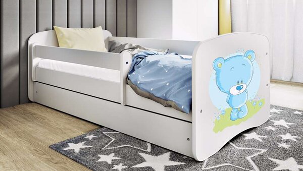 Babydreams Fehér kék mackóágy fiók nélkül, matrac nélkül 140/70