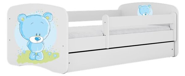 Babydreams Fehér kék mackóágy fiókkal, kókusz matrac 160/80